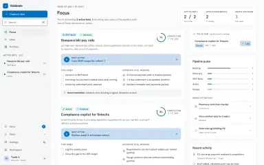Valideate product screen, shown as an example
